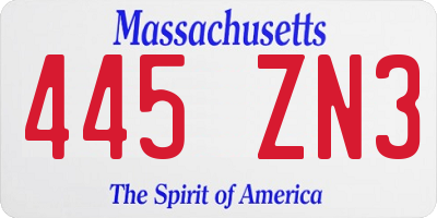 MA license plate 445ZN3