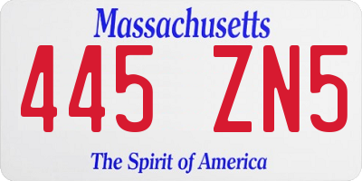 MA license plate 445ZN5
