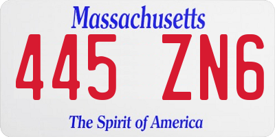 MA license plate 445ZN6