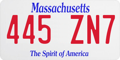 MA license plate 445ZN7