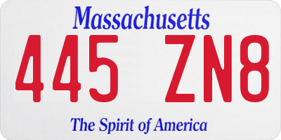 MA license plate 445ZN8