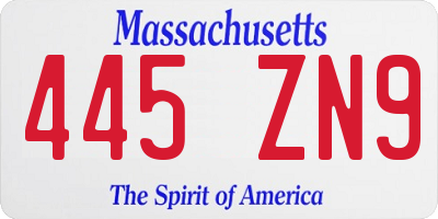 MA license plate 445ZN9
