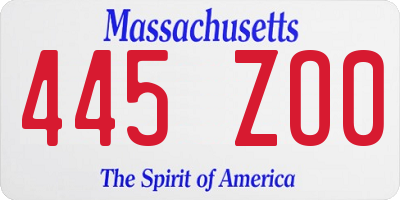 MA license plate 445ZO0