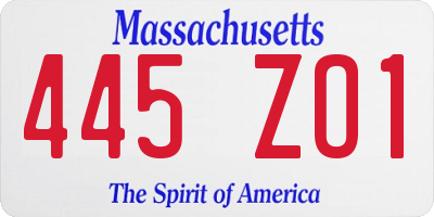 MA license plate 445ZO1