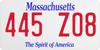MA license plate 445ZO8
