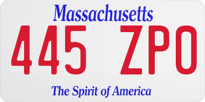 MA license plate 445ZP0