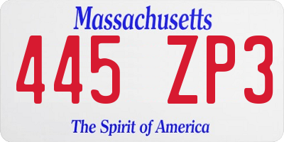 MA license plate 445ZP3