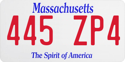 MA license plate 445ZP4