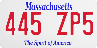 MA license plate 445ZP5