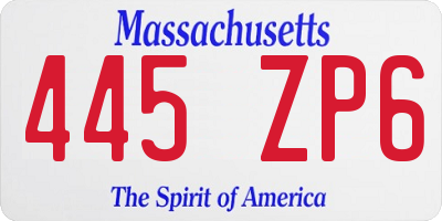 MA license plate 445ZP6