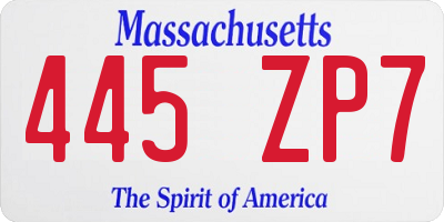 MA license plate 445ZP7