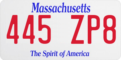 MA license plate 445ZP8