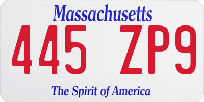 MA license plate 445ZP9