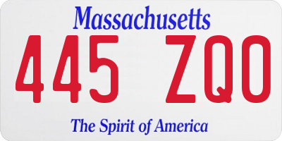MA license plate 445ZQ0