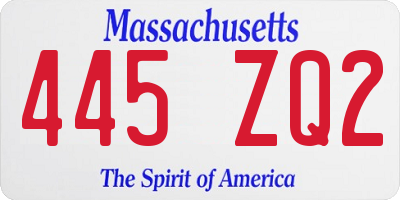 MA license plate 445ZQ2