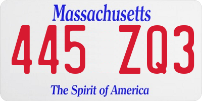 MA license plate 445ZQ3