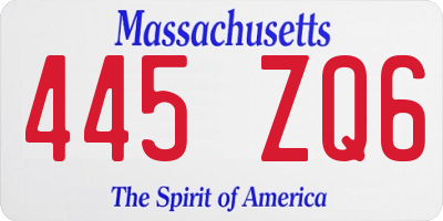 MA license plate 445ZQ6