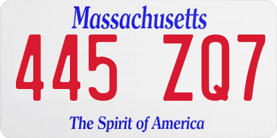 MA license plate 445ZQ7
