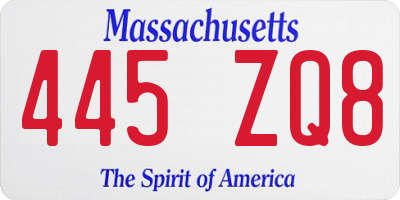 MA license plate 445ZQ8