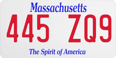 MA license plate 445ZQ9