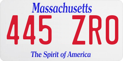 MA license plate 445ZR0