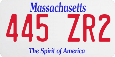 MA license plate 445ZR2