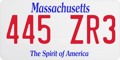 MA license plate 445ZR3