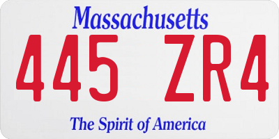 MA license plate 445ZR4