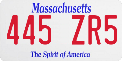 MA license plate 445ZR5