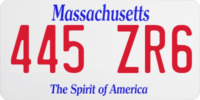 MA license plate 445ZR6