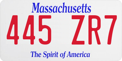 MA license plate 445ZR7