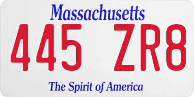 MA license plate 445ZR8