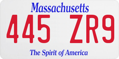 MA license plate 445ZR9