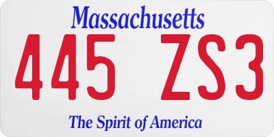 MA license plate 445ZS3