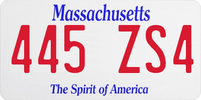 MA license plate 445ZS4