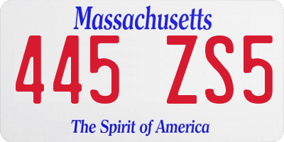 MA license plate 445ZS5