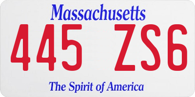 MA license plate 445ZS6