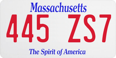 MA license plate 445ZS7