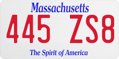 MA license plate 445ZS8