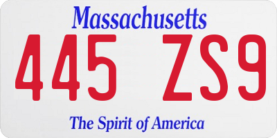 MA license plate 445ZS9