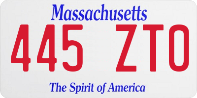 MA license plate 445ZT0