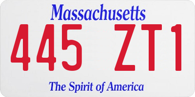 MA license plate 445ZT1