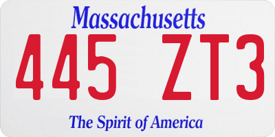 MA license plate 445ZT3
