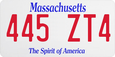 MA license plate 445ZT4