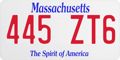 MA license plate 445ZT6