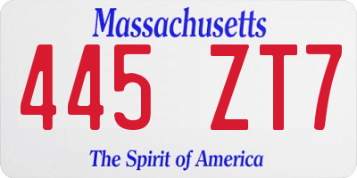 MA license plate 445ZT7