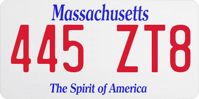 MA license plate 445ZT8