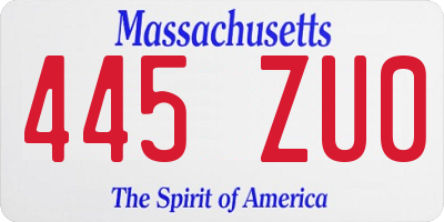 MA license plate 445ZU0