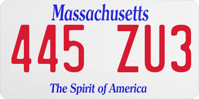 MA license plate 445ZU3