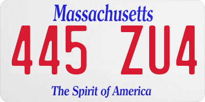 MA license plate 445ZU4
